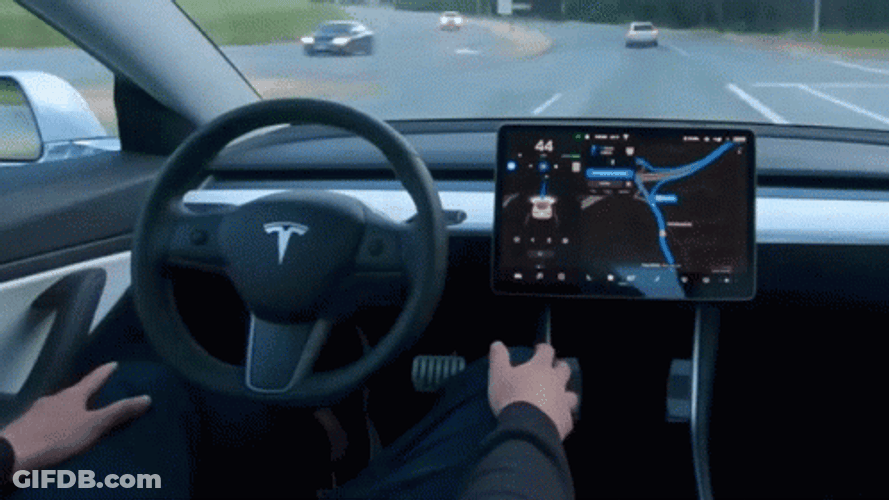 Tesla Self Driving Point Of View GIF