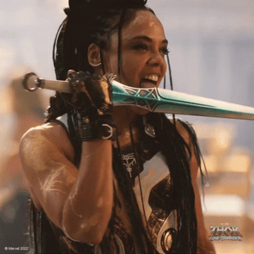 Tessa Thompson Licking Sword GIF