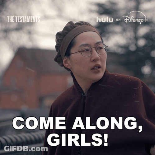 Testaments Poster Woman With Glasses Come Along Girls GIF