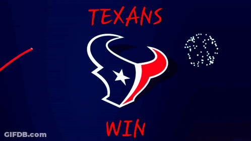 Texans Win Sign With Bull And Star On Dark Blue GIF
