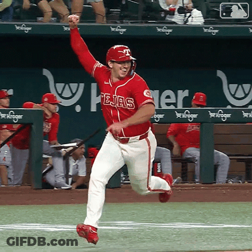 Texas Angels Baseball Player Running To Home Plate GIF