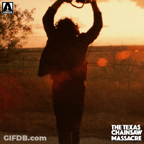 Texas Chainsaw Crazy Spin Sunset GIF
