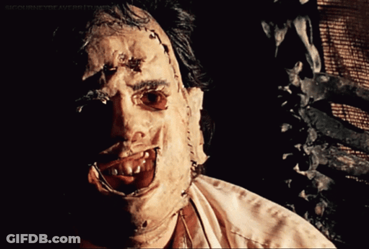 Texas Chainsaw Creepy Face Horror GIF