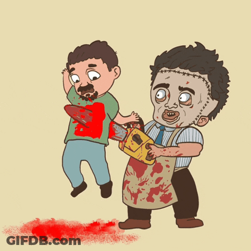 Texas Chainsaw Scary Cartoon Drawing GIF