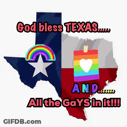 Texas Map With Rainbow And Heart GIF