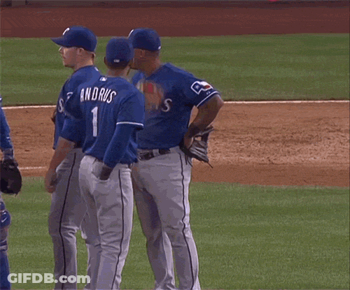 Texas Rangers Baseball Players On Field GIF