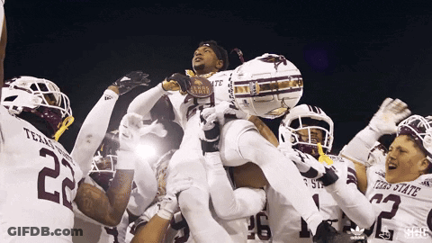 Texas State Football Players Celebrate Touchdown GIF