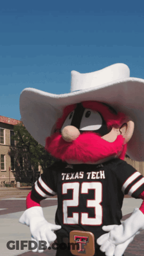 Texas Tech Mascot In Cowboy Hat GIF