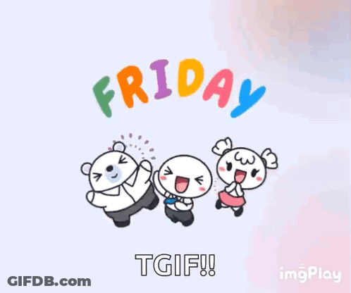 TGIF Bear And Two Girls Greeting Card GIF