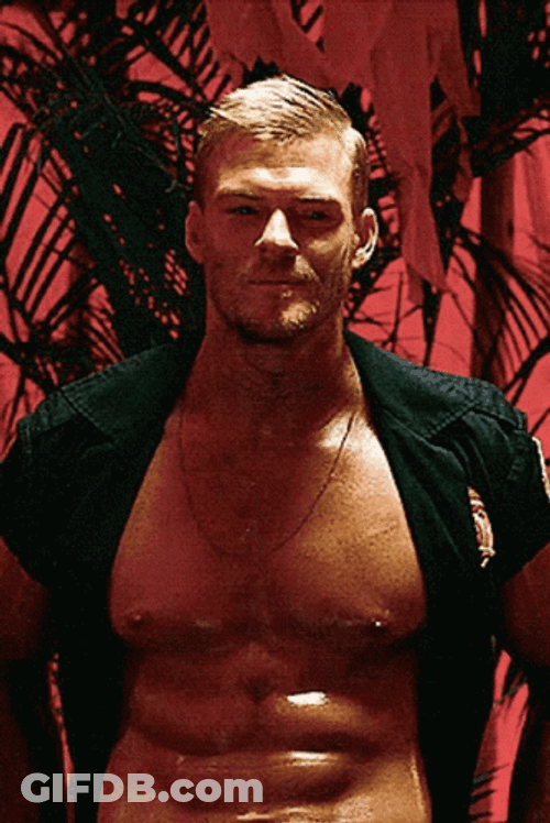 Thad Castle Alan Ritchson Beautiful Smile Abs GIF