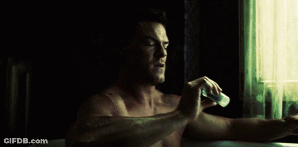 Thad Castle Alan Ritchson Inside Bath Tub GIF
