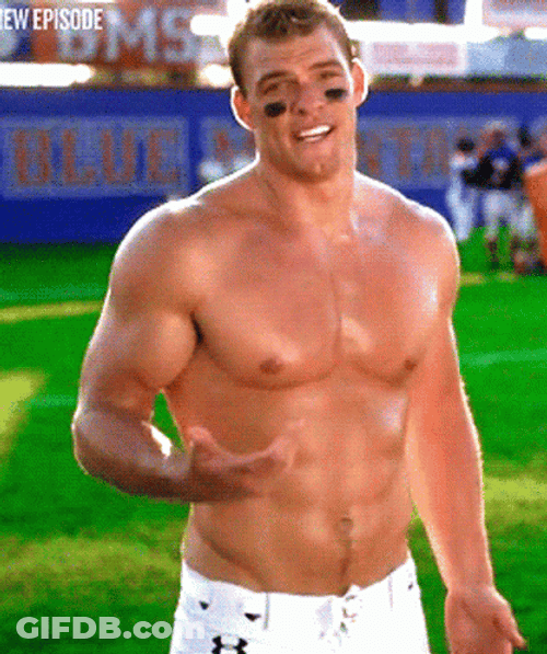 Thad Castle Alan Ritchson Shirtless Playing Football GIF