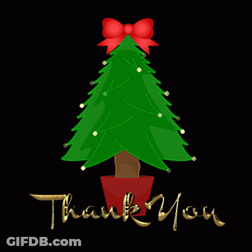 Thank You And Merry Christmas Tree Decorated GIF