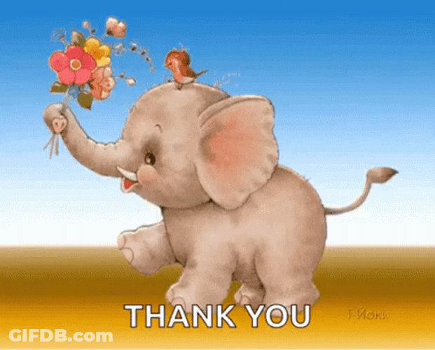 Thank You Animated Elephant Carrying Flowers GIF