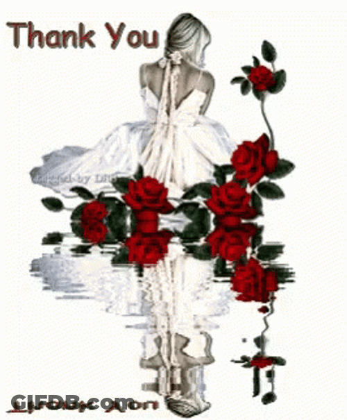 Thank You Animated Red Flower GIF