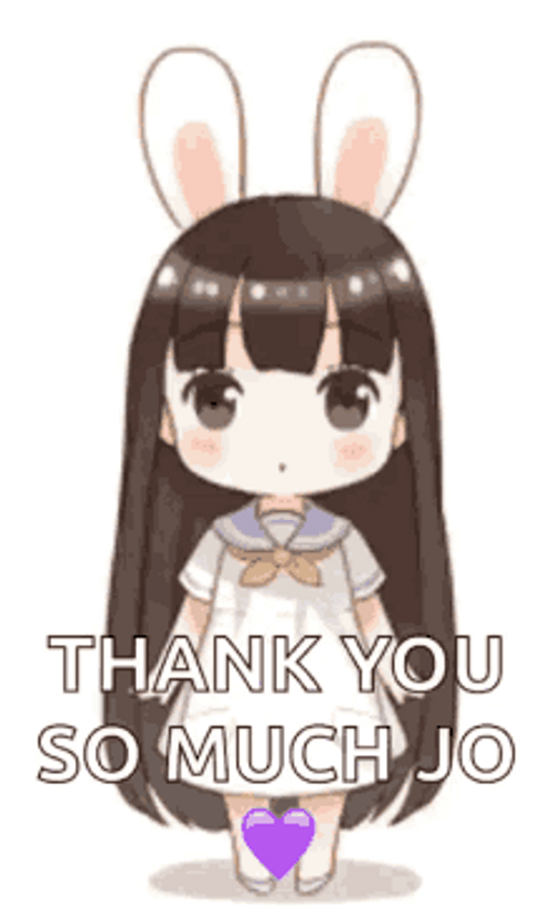 Thank You Anime Cute Rabbit Ears Chibi Doll GIF