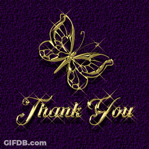 Thank You Card Gold Butterfly GIF