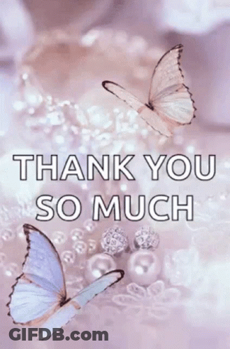 Thank You Card With Butterflies And Pearls GIF