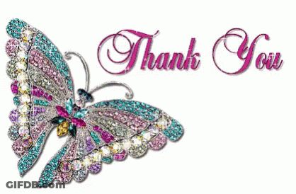 Thank You Card With Colorful Butterfly GIF