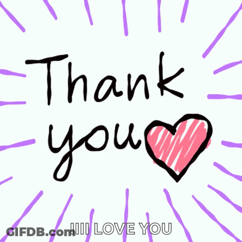 Thank You Card With Heart And I Love You GIF