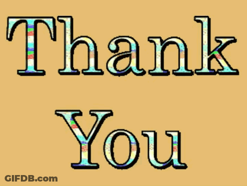 Thank You Colorful Letters Yellow Background GIF