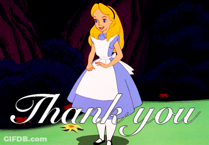 Thank You Cute Alice In Wonderland Cartoon GIF