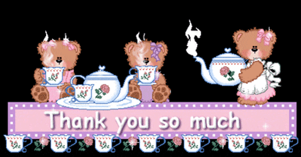Thank You Cute Bear Having Tea Party GIF