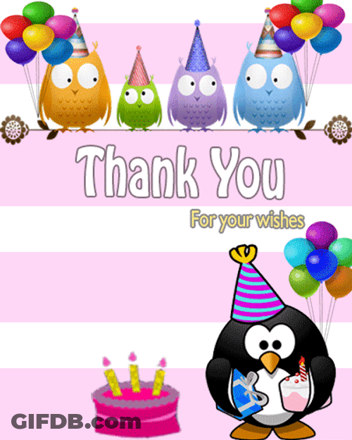 Thank You Cute Birds Holding Balloons GIF