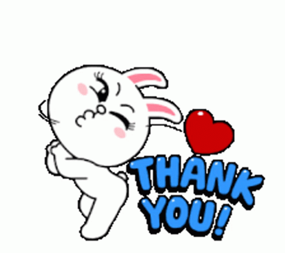 Thank You Cute Cartoon Bunny Blowing Kisses GIF