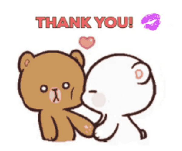Thank You Cute Kissing Bear Couple GIF