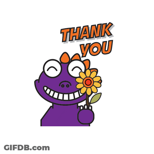 Thank You Emoji Dragon Holding Yellow Flower GIF