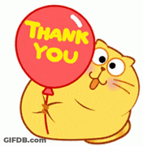 Thank You Emoji Egg Yolk Cat Holding Balloon GIF