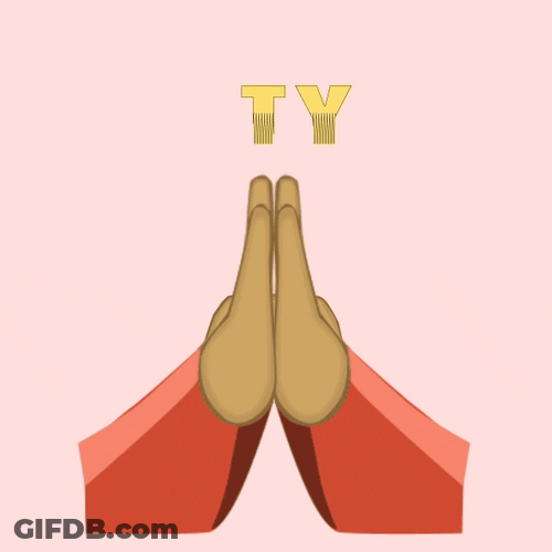 Thank You Emoji Hand Gesture With Fading Letters GIF