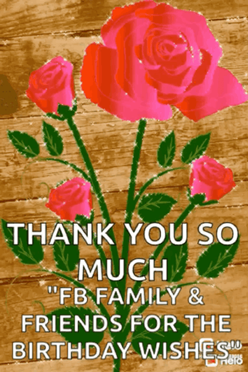Thank You For The Birthday Wishes Sparkling Roses GIF