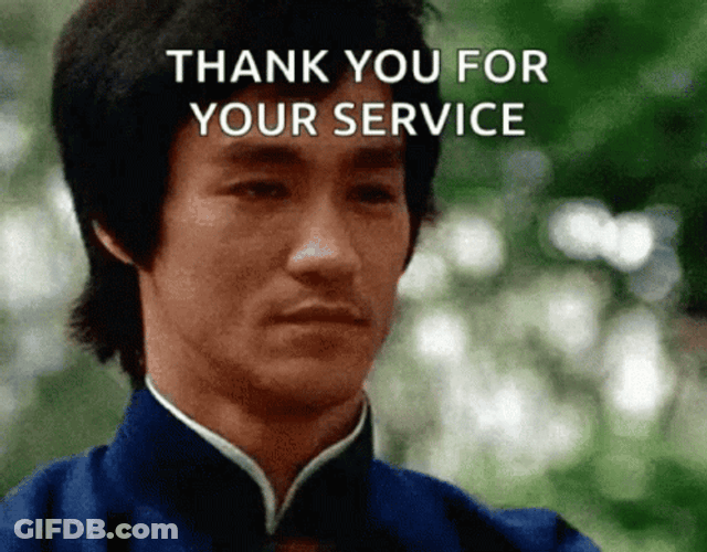 Thank You For Your Service Bruce Lee GIF