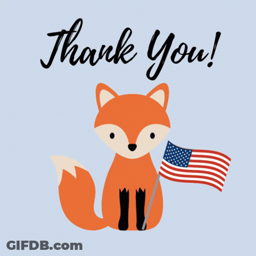 Thank You For Your Service Fox US Flag GIF