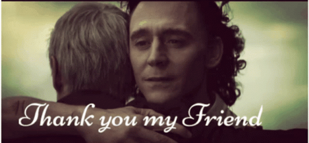 Thank You Friend Hug Tom Hiddleston GIF