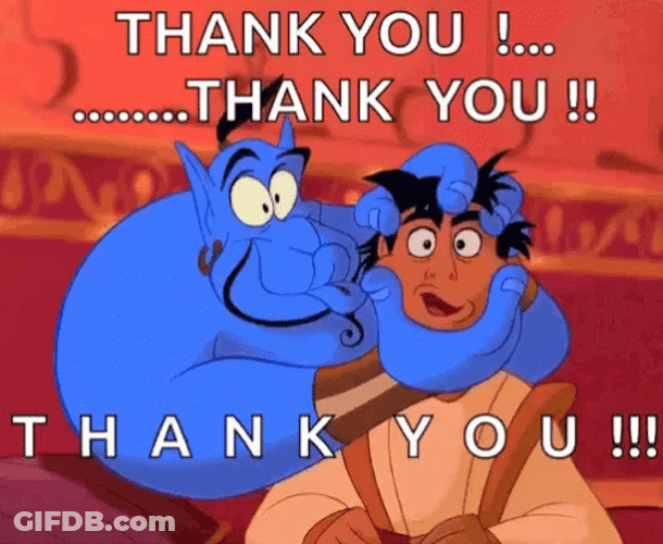 Thank You Funny Face Aladdin Genie GIF