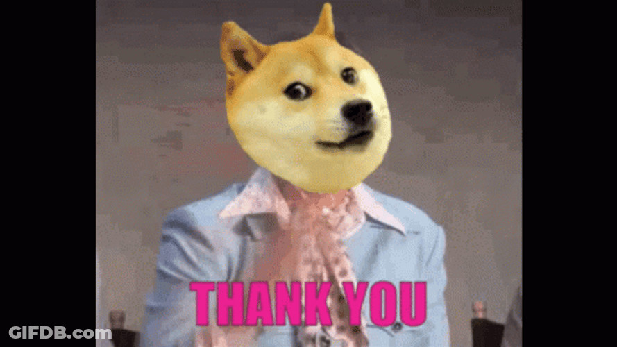 Thank You Glitter Doge Shiba Inu Throw Confetti GIF