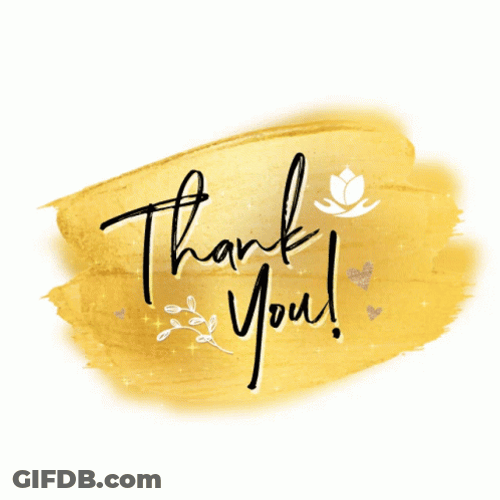 Thank You Glitter Gold Flowers Vector GIF