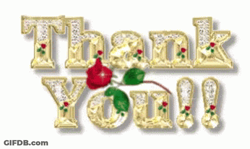 Thank You Glitter Gold Red Roses GIF