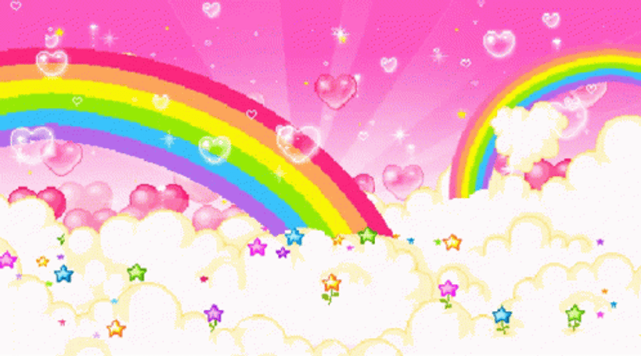 Thank You Glitter Rainbow Hearts Fantasy Land GIF