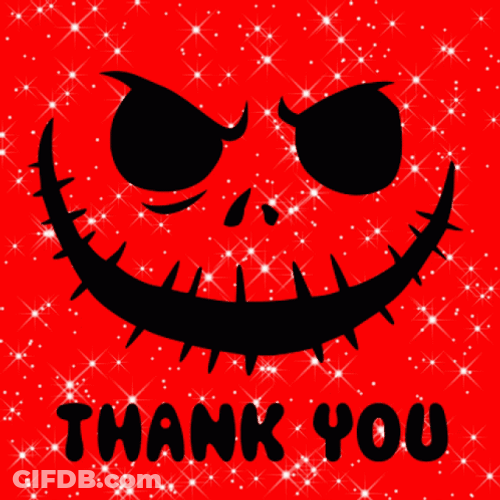 Thank You Glitter Red Funny Halloween Design GIF