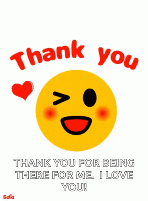 Thank You Message With Winking And Blushing Emoji GIF