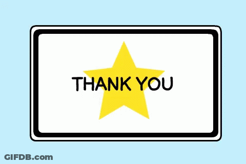 Thank You Sign With Yellow Star GIF