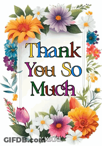 Thank You So Much Card With Flowers GIF