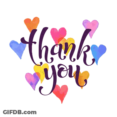 Thank You Surrounded By Watercolor Hearts GIF
