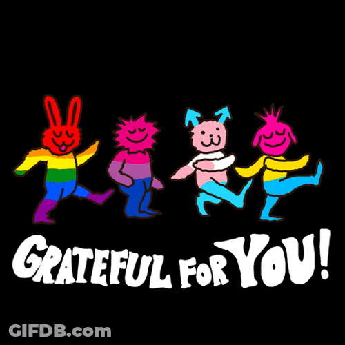 Thankful For You Colorful Cartoon Characters GIF