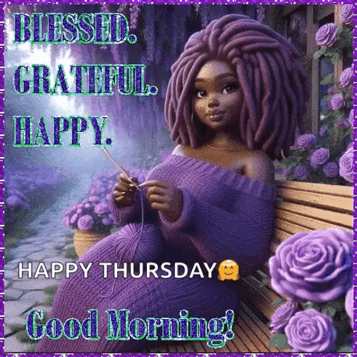Thankful Thursday Girl In Purple GIF