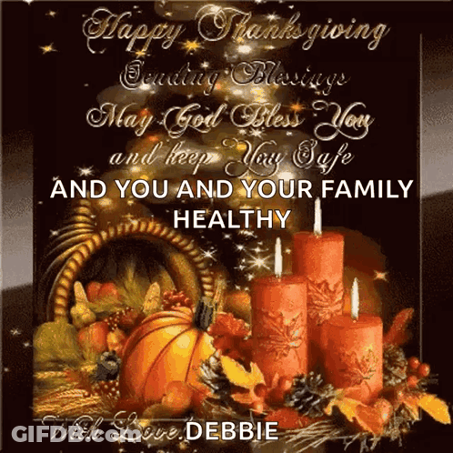 Thanksgiving Card Cornucopia Candles Happy Thanksgiving GIF